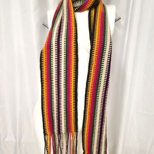 Multicolored Woven Fringed Scarf